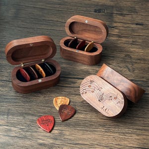 Plektrum Halter Weihnachtsgeschenk, Plektrum Echtholz Koffer, personalisierte Plektrum Box