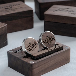 Personalized Cuff Links Groomsmen CuffLinks and Tie Die Wedding Gifts Custom Cufflinks for Him Round Cufflinks image 5