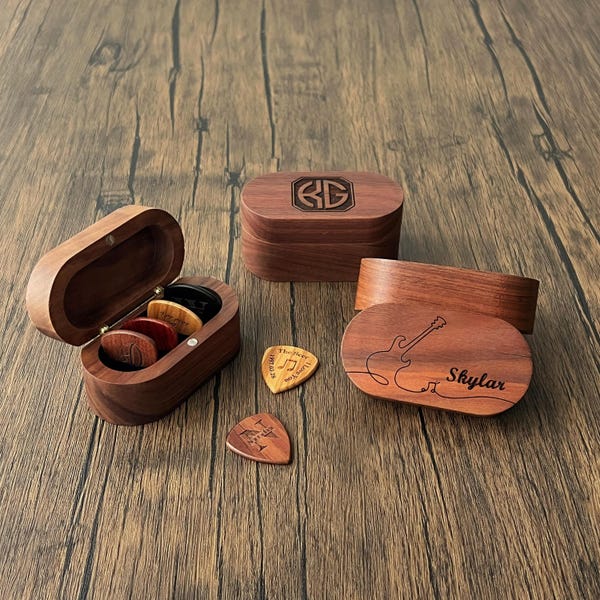 Personalized Guitar Picks Box Christmas Gift, Custom Gift For Father, Father's Day Gifts, Gift For Dad Him