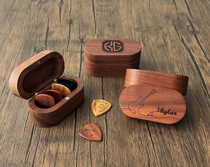 Personalized Guitar Picks Box Christmas Gift, Custom Gift For Father, Father's Day Gifts, Gift For Dad Him
