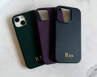 iPhone 17 Personalized MagSafe Leather iPhone Case, Personalized Initial iPhone 17 15 14 13 12 11 Pro Max Plus Mini Case