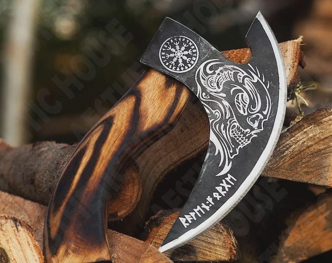 Axe Pizza Cutter: Stainless Steel Blade, Ash Handle, Leather Sheath