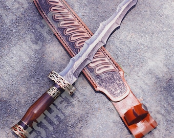 Handmade Damascus Hunting Knife, Damascus Bowie Knife, Christmas gift, Rosewood Handle Tactical Hunting Knife, Birthday Gift, Gift For Him