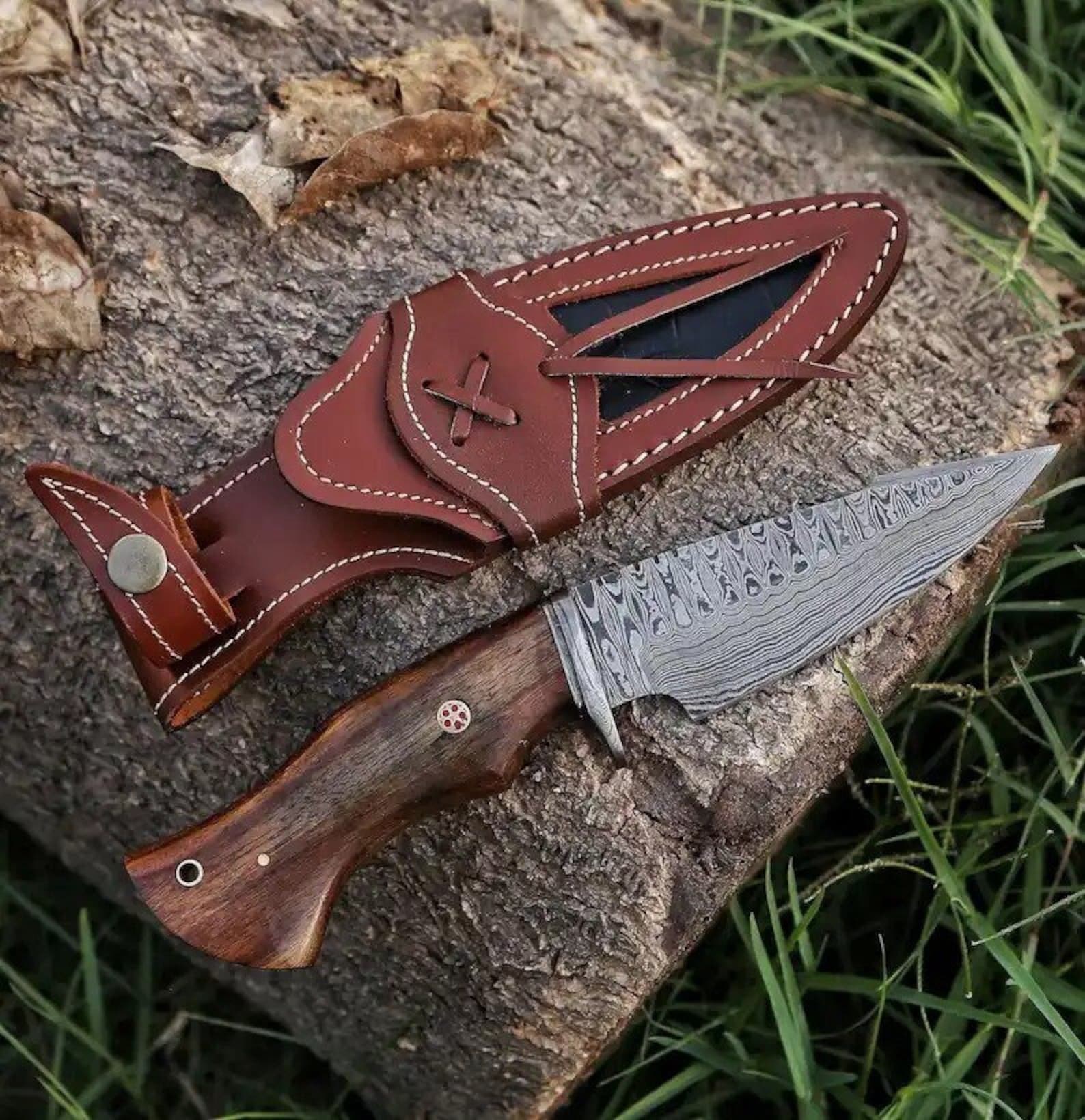 20. Damascus Hunting Knife