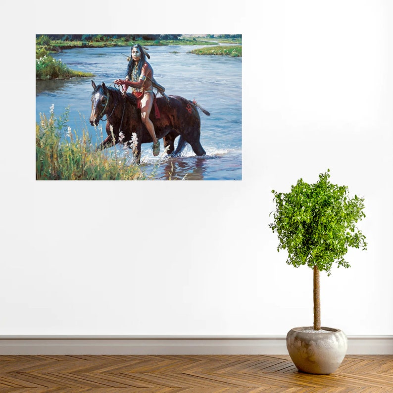 Lonely Indian on Horseback Poster Painted With Indians Etsy