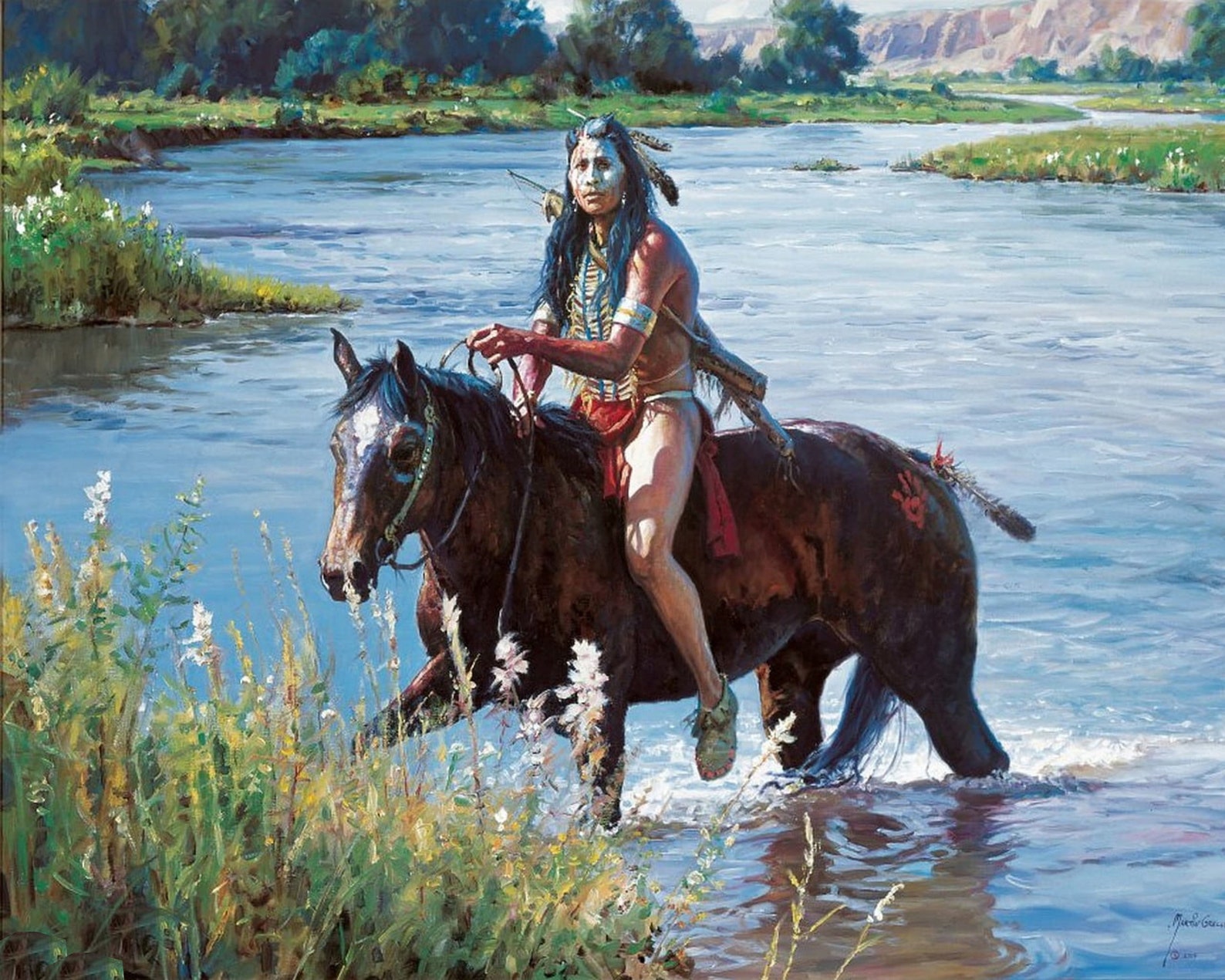 Lonely Indian on Horseback Poster Painted With Indians Etsy