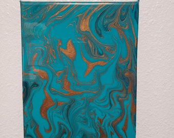Teal Maze - 8x10" original abstract painting