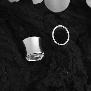 Sterling Silver Oval Plugs: Double Flare Tunnels (Pair) - Custom Size