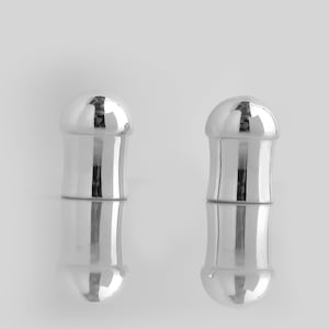 Sterling Silver Half Boll Plugs: Shiny Double Flare Tunnels (Pair)