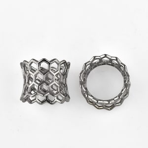 Honeycomb Sterling Silver Ear Plugs: Double Flare Gauges