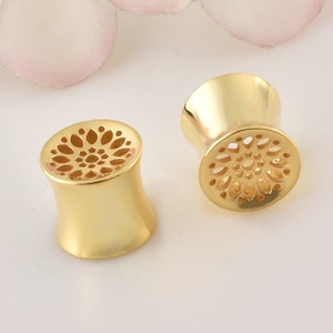 925 Sterling Silver Gold Plated Gauges, Gold Plugs , 1Pair Of Gold Ear Plugs, Plugs And Tunnels