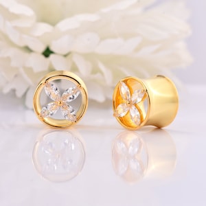 Pairs Cubic Zirconia Ear Plugs High Quality  Sterling Silver Gauge Earring Tunnel Plugs  Nickle Free 925 Sterling Silver Size 7mm,20
