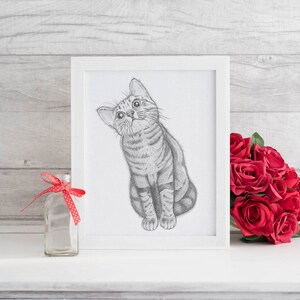 Printable wall art Instant Download Pencil Drawing Cat Printable Cat Lover Gift Cat Nursery Print Cat's everyday life Smile imagem 3