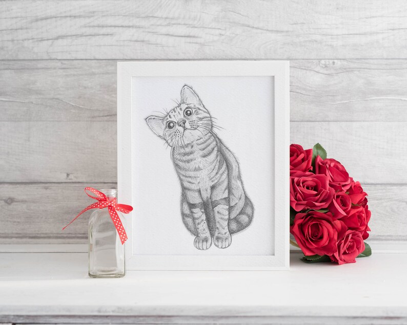 Printable wall art Instant Download Pencil Drawing Cat Printable Cat Lover Gift Cat Nursery Print Cat's everyday life Smile imagem 3