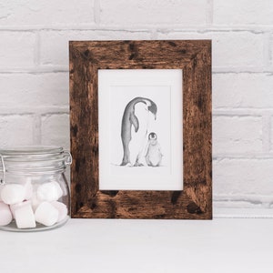 Printable wall art Instant Download Pencil Drawing Penguin Lover Gift Nursery Print Family Love Mothers Love image 3