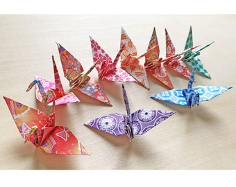 Free Shipping*100 small origami cranes in Japanese pattern origami paper, for Weddings, Parties, Home Decor, Happiness, Good Luck and Health