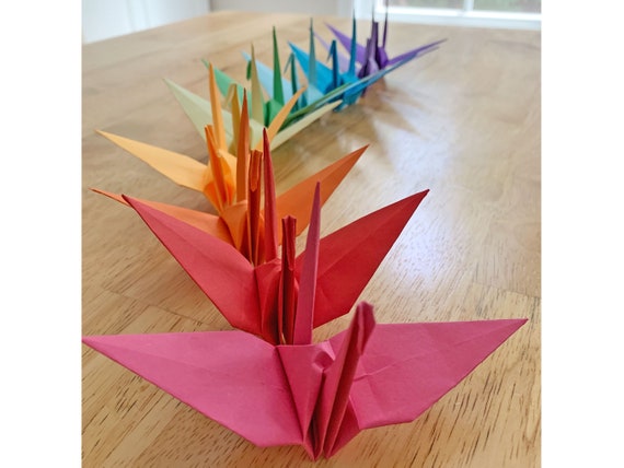 Free Shipping 10 Large Origami Cranes in 10 Different Colors Origami Paper  Weddings, Parties, Home Decor, Happiness, Good Luck and Health 