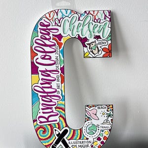 Custom College Wooden Letter (13 inch) | Custom Dorm Decor | Graduation Gift | Hand-painted & Customizable image 4