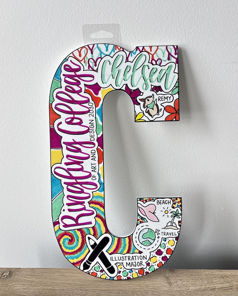 Custom College Wooden Letter (13 inch) | Custom Dorm Decor | Graduation Gift | Hand-painted & Customizable image 4