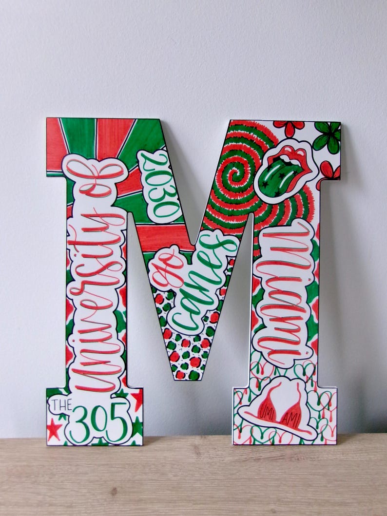 Custom College Wooden Letter (13 inch) | Custom Dorm Decor | Graduation Gift | Hand-painted & Customizable image 1