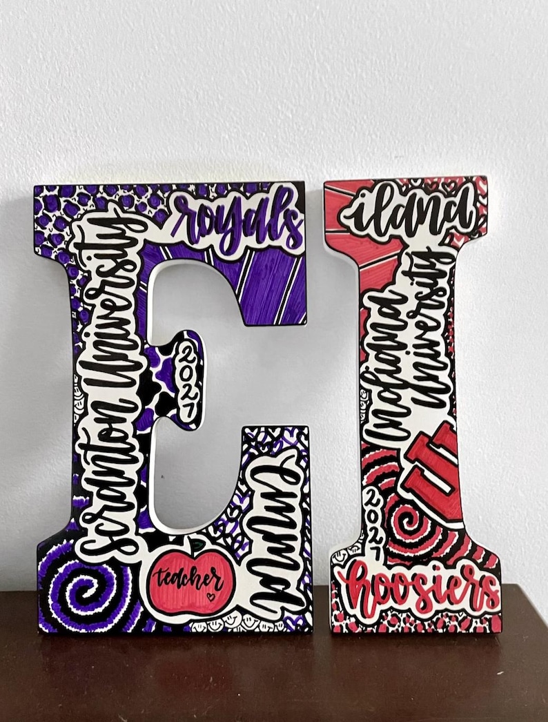 Custom Hand-painted Wooden College Letter | Dorm Decor, Graduation Gift ...