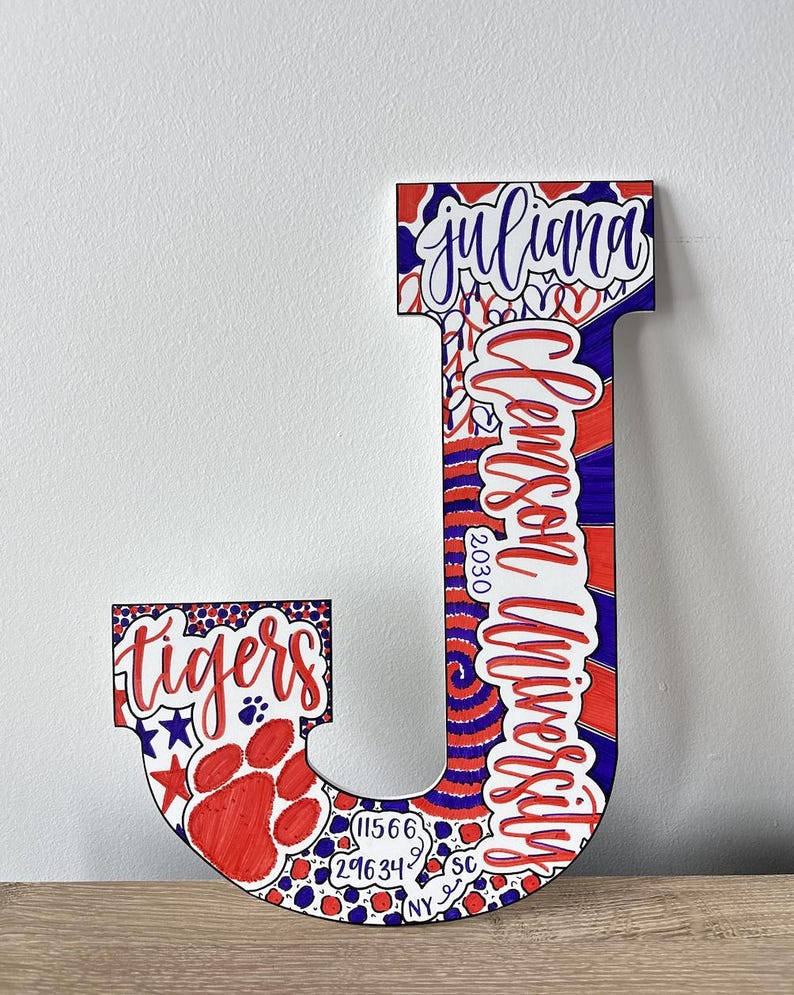 Custom College Wooden Letter (13 inch) | Custom Dorm Decor | Graduation Gift | Hand-painted & Customizable image 6