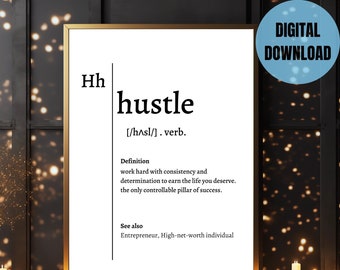 Printable Motivational WALL ART - Definition Hustle | Wall Decor  Motivation Canva | DIGITAL Poster in various printing sizes