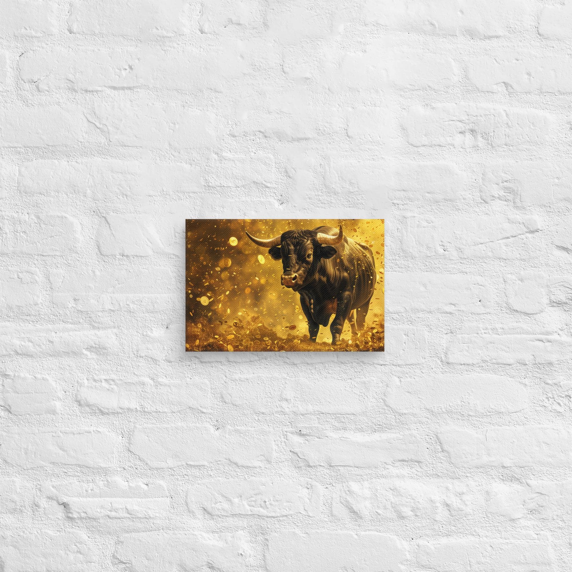 Bull Market Canvas | Golden Bull with Coin Rain Wall Art | Finance Meme  Print | Trader Decor | Stock Market Gift | Wall Street Canvas