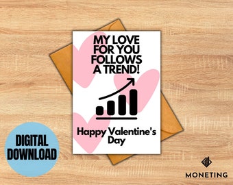 Printable Valentine's Card Lovetrend, Finance Meme Valentine, For Wife, For Husband, DIGITAL Valentines Card Day-Trader, 5x7" Card