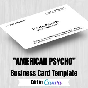Cartão de visita imprimível estilo psicopata americano, cartão de visita Paul Allen, Jared Leto, cartão de visita DIGITAL, cartão de 3,5 x 2"