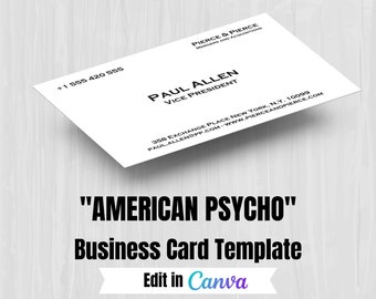 Printable Business Card American Psycho Style, Paul Allen Business Card, Jared Leto Style, DIGITAL Business Card, 3.5 x 2" card