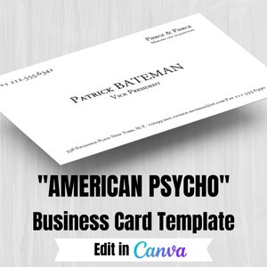 Cartão de visita imprimível estilo psicopata americano, cartão de visita Patrick Bateman, Christian Bale, cartão de visita DIGITAL, cartão de 3,5 x 2"