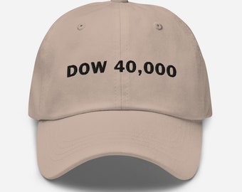 Cappello da papà DOW 40.000 | Tappo per gli appassionati del mercato azionario | Tappo di Wall Street | Al berretto lunare | Cappello da investitore azionario