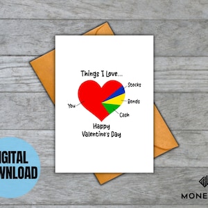 Finance imprimable de carte de Saint-Valentin, WallStreet Meme Valentine, pour femme, pour homme, DIGITAL Valentine Card Stocks, 5x7" Card