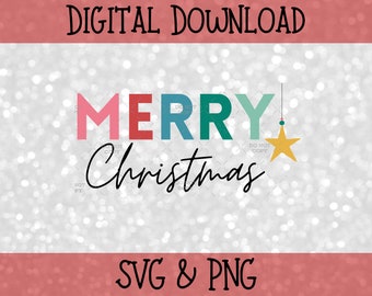 Merry Christmas SVG, Christmas Shirt SVG, Merry Christmas Trendy SVG, Colorful Christmas Design, Merry Christmas Digital Download