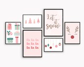 Pink Christmas Wall Art Set, Christmas Digital Download, Christmas Wall Art, Christmas Instant Download Wall Decor, Christmas Decor Pink