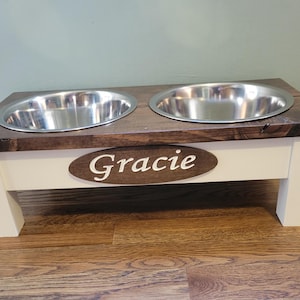 Customizable Farmhouse Dog Bowl Stand, Elevated Pet Feeder