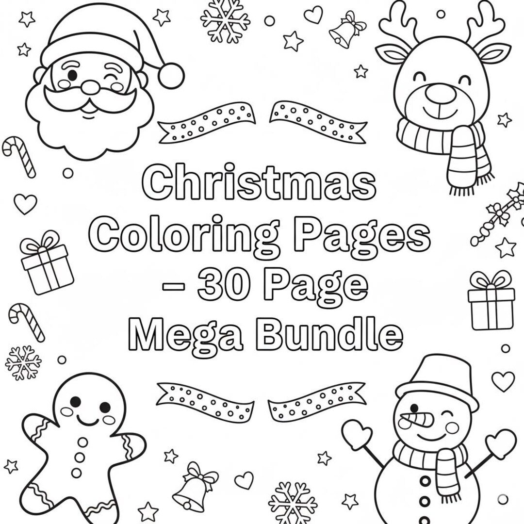 30-page Christmas Coloring Pages Bundle – Kids Coloring Book PDF ...