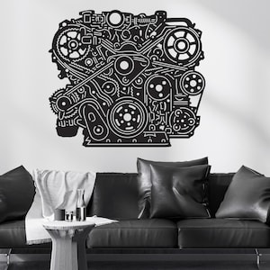 Blauwdruk kunst motor: lasergesneden ontwerp automotor (digitale download)