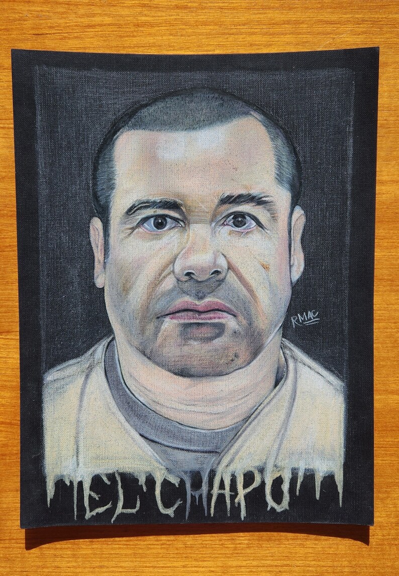 El Chapo Art Pencil Drawing Handdrawn Illustration Narco Etsy