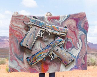 Security Blanket / Rustic Blanket / Patriotism Art / Abstract Gun Art Velveteen Plush Blanket / Bold Home Decoration / Security Gift / (GN3)