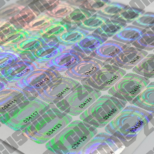 Authentieke echte holografische veiligheidslabel ongeldige stickers met unieke serienummers 25 x 15 mm