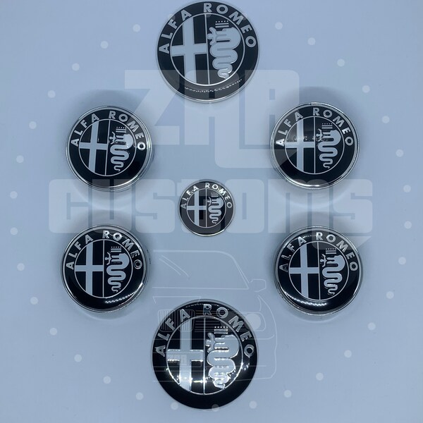 4x Radkappen 60 Mm Für ALFA Romeo - Schwarz Mit Emblem Für Giulietta & Giulia