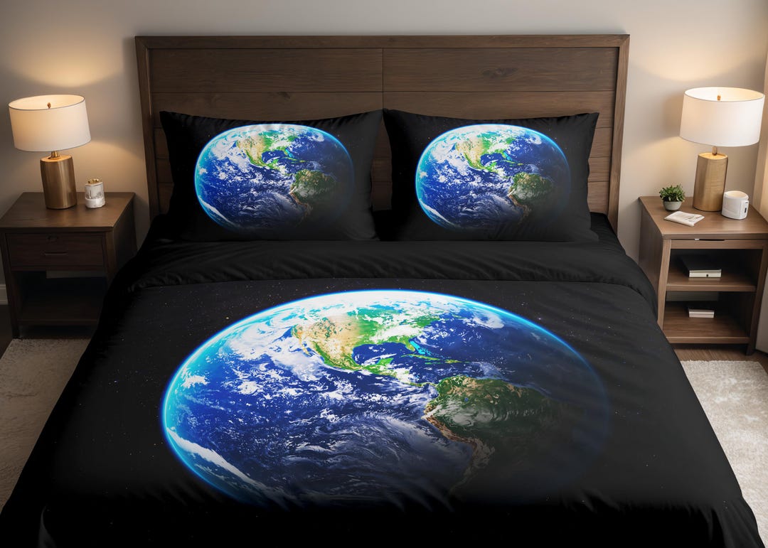 Planet Earth Universe Art Duvet Cover & Pillowcase Bed Set (twin,double ...