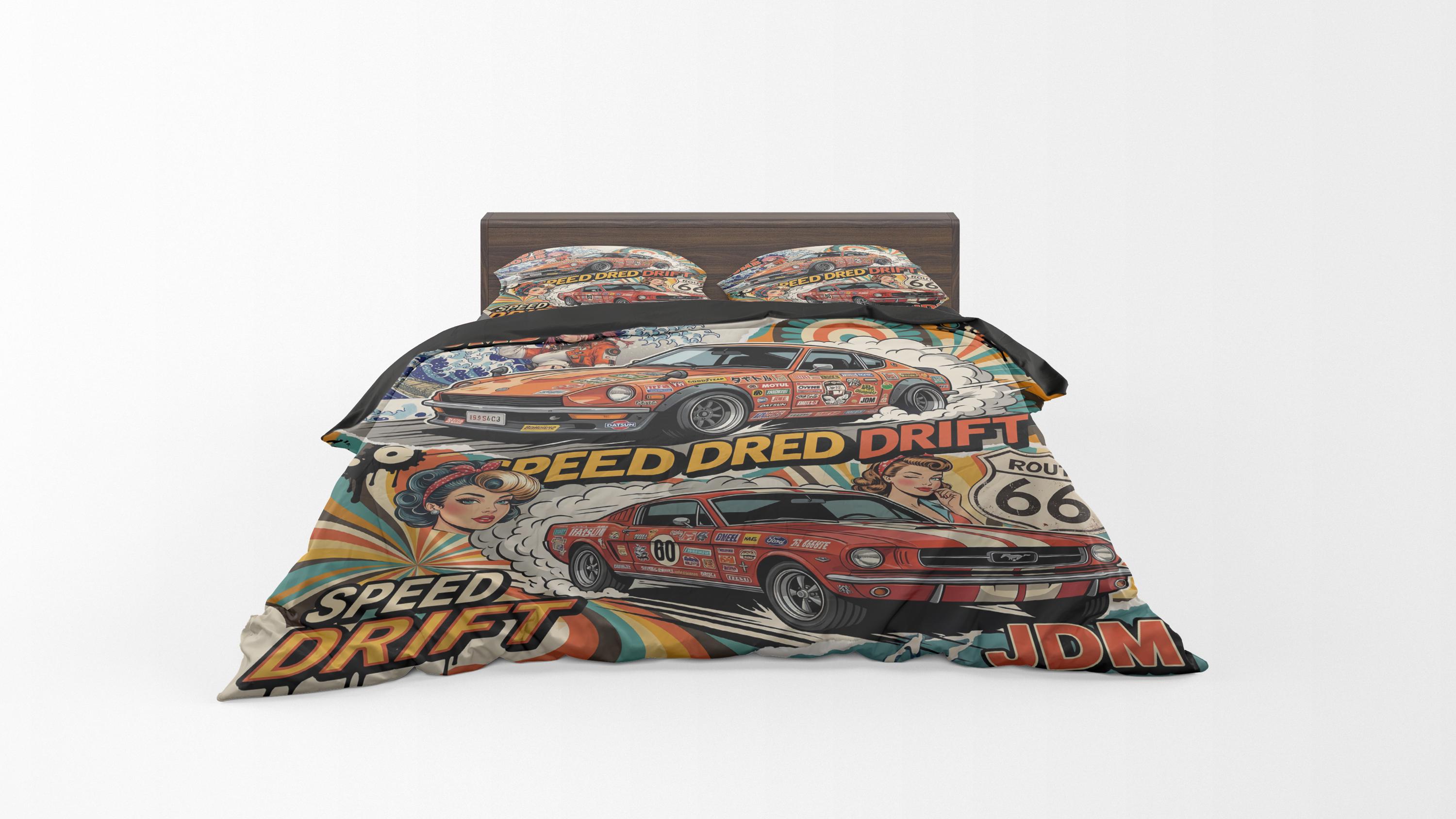 Collage Retro Cars JDM Muscle70s Sticker Bomb Duvet Cover & Pillowcase ...