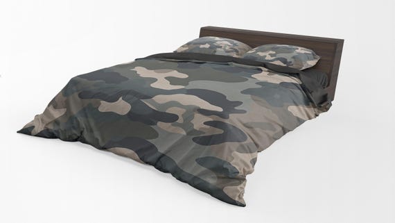 Camouflage Duvet Cover Set Tactical Green Camo Military Army Decor
