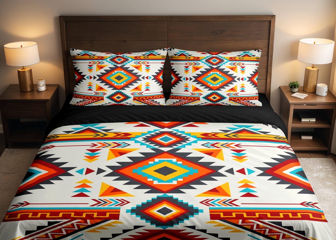 Native Indian Aztec Tribal Art Design Duvet Cover & Pillowcase Bed Set ...