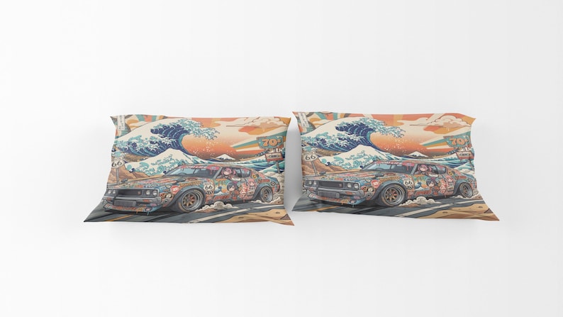 Japanese Wave JDM Muscle Car Retro 70s Sticker Bomb Duvet Cover ...