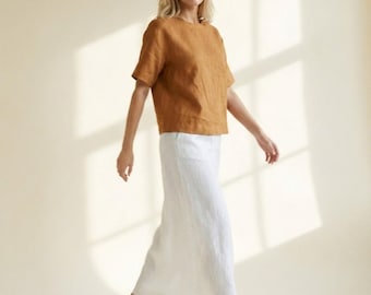 linen top, linen blouse, relaxed linen top, short sleeve linen, summer linen top, travel outfit top, casual blouse