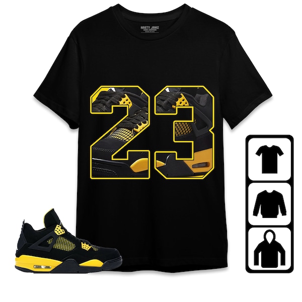 Jordan 4 Thunder unisex shirt, kind, peuter nummer 23 CM4, shirt dat bij de sneaker past